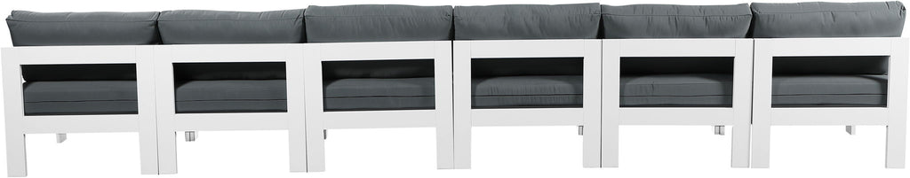 Nizuc - Outdoor Patio 6 Seat Armless Modular Sofa With White Frame