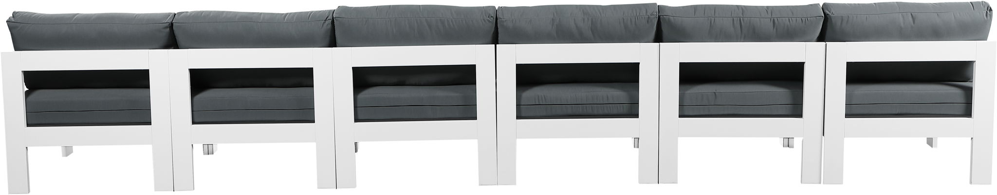 Nizuc - Outdoor Patio 6 Seat Armless Modular Sofa With White Frame