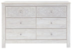 Paxberry - Six Drawer Dresser - Medallion Drawer Pulls - Whitewash