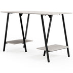 Bayflynn - Home Office Desk - 2 Fixed Shelves - White / Black