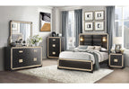 Blake - 6 Piece King Bedroom Set (Bed, Dresser, Mirror, 2 Nightstands, Chest) - Black / Gold
