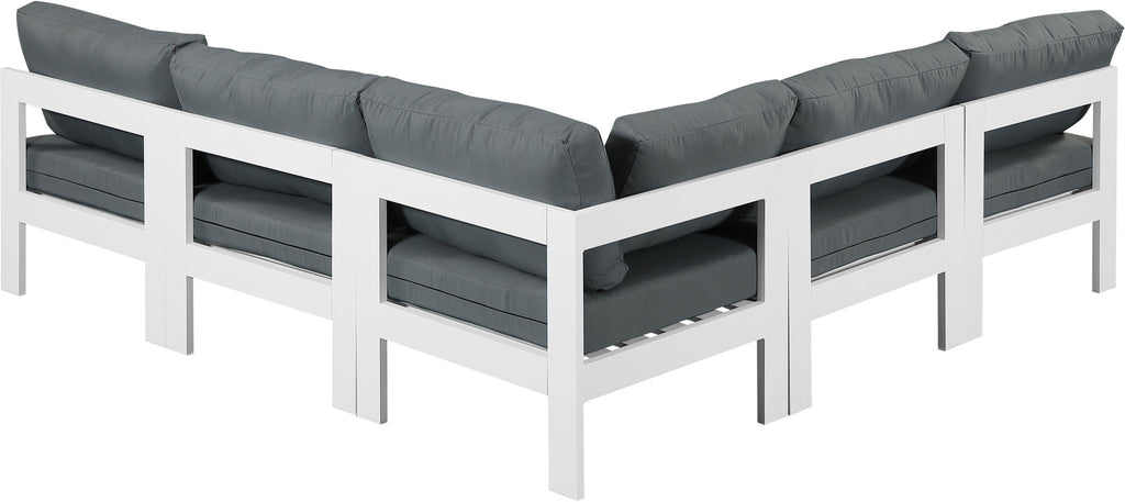 Nizuc - Outdoor Patio 5 Piece Modular Sectional With White Frame