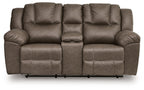 Lowilla - Double Reclining Loveseat With Console - Driftwood