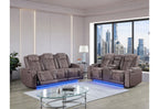 U8000 - 2 Piece Living Room Set (Power Console Reclining Loveseat, Power Reclining Sofa With Power Headrest) - Brown