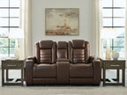 High Impact - Power Reclining Loveseat With Console / Adj Hdrst - Tobacco