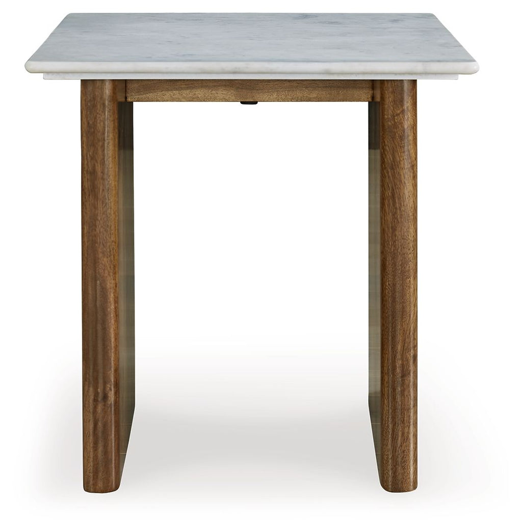 Isanti - Rectangular End Table - Light Brown / White