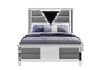 Marco - Queen Bed With LED 3D Mirror - Metallic White