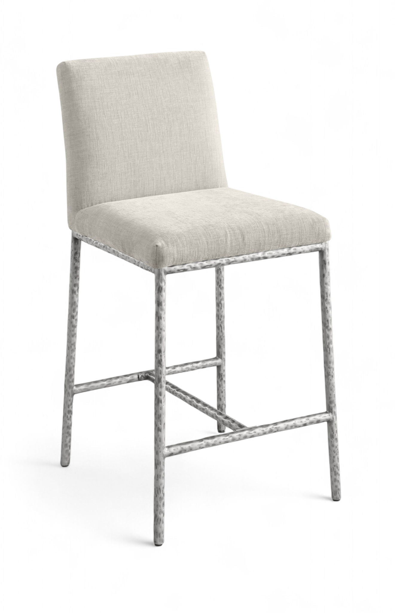 Reeves - Chenille Fabric Upholstered Counter Stool (Set of 2) - Silver Base
