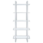 Hartford - 5-Shelf Glass Bookshelf - Chrome