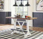 Valebeck - Rectangular Dining Room Counter Table - White / Brown