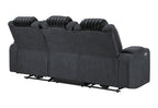 U8000 - Power Reclining Sofa With Power Headrest, Dropdown Table With Wood Trim & Reading Light & LED Light - Black