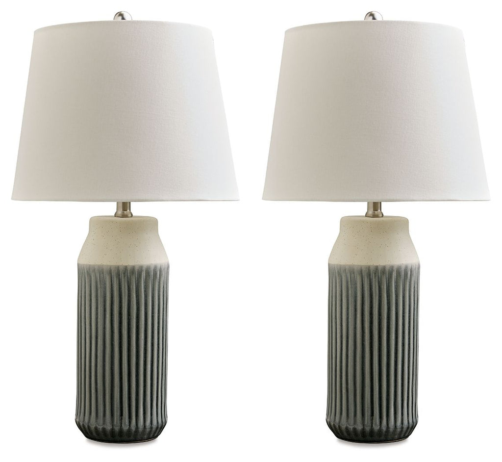Afener - Ceramic Table Lamp (Set of 2) - Blue / Beige