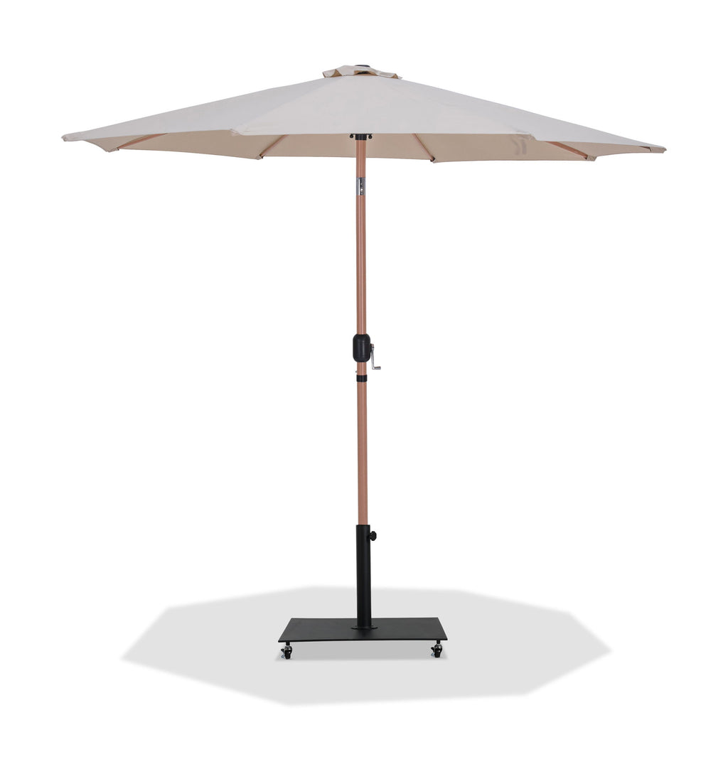 Fiji - Aluminum Patio Umbrella With Square Black And Teak Base