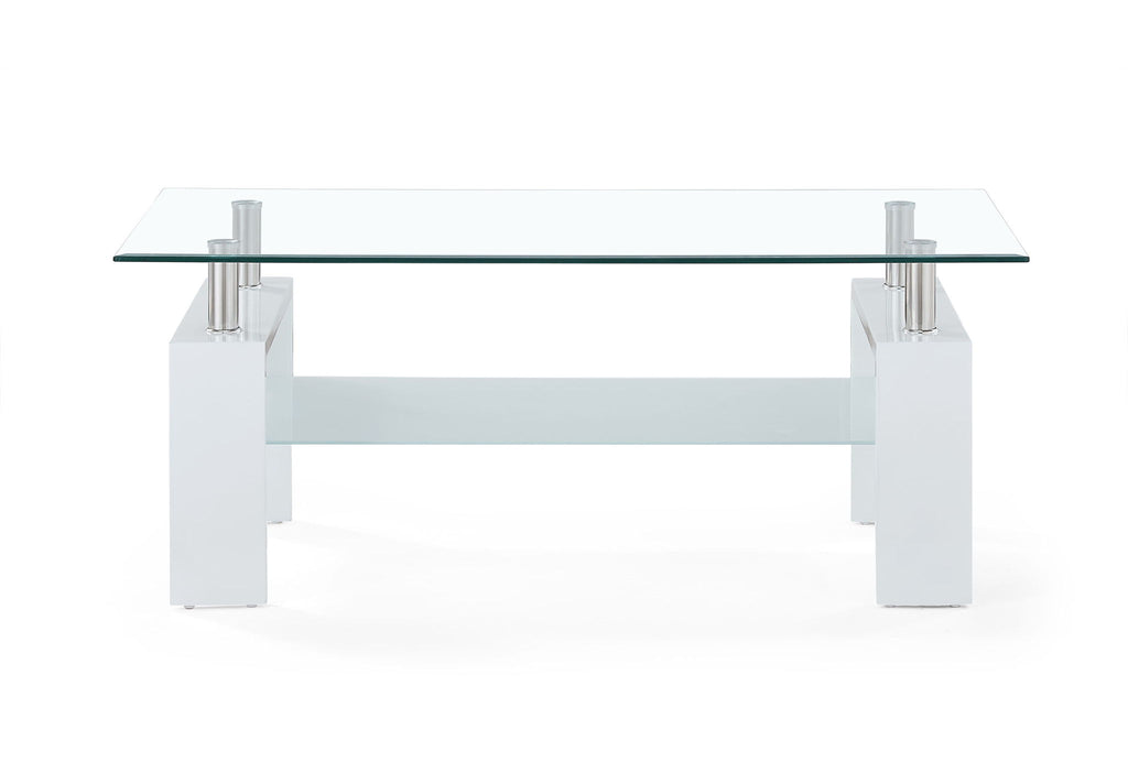 T648 - Coffee Table And End Table - Clear / White