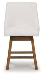 Cabalynn - Upholstered Swivel Barstool (Set of 2) - Oatmeal / Light Brown