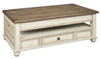 Realyn - Lift Top Cocktail Table - White / Brown