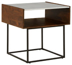 Rusitori - Rectangular End Table - Brown / Beige / White