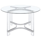 Keeling - Round Glass Top Acrylic Dining Table - Chrome