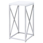 Edmund - Square Accent Side Table - White High Gloss And Chrome