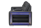 Ylime - Power Console Reclining Loveseat With Bookcase LED - Charcoal