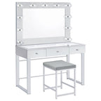 Umbridge - Upholstered Square Padded Cushion Vanity Stool - Light Gray