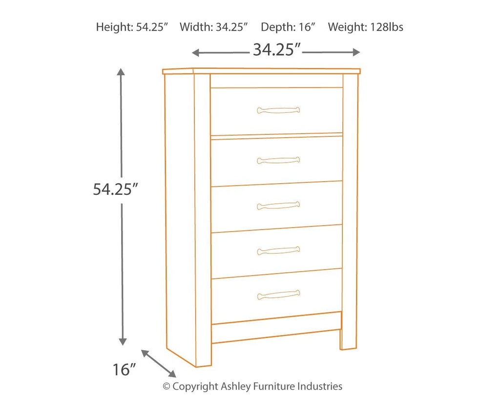 Bellaby - Five Drawer Chest - Whitewash