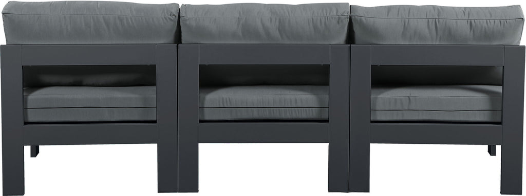 Nizuc - Outdoor Patio 3 Seat Armless Modular Sofa With Gray Frame