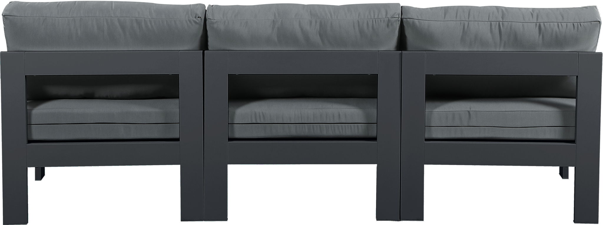 Nizuc - Outdoor Patio 3 Seat Armless Modular Sofa With Gray Frame