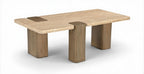 Ravenna - Genuine Fabric Travertine And Oak Wood Table