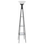 Gianni - 3-Shelf Frosted Torchiere Floor Lamp - Black