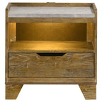 Henderson - 1-Drawer LED Nightstand Bedside Table - Medium Oak